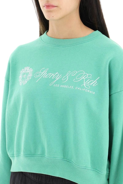 Shop Sporty And Rich Sporty Rich Regal Cropped Crewneck Sweatshirt In Green