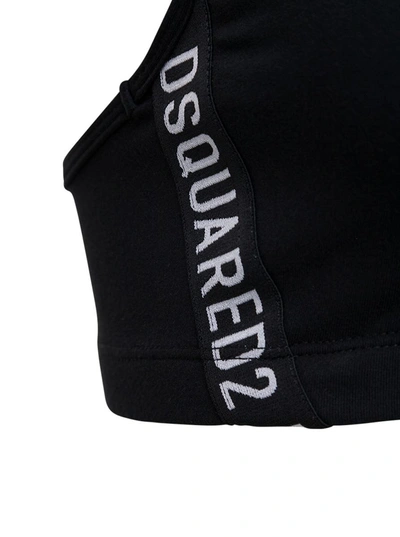 Shop Dsquared2 Cotton Blend Crop Top With Logo In Black