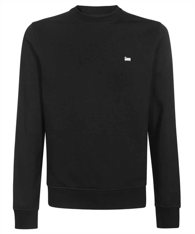 Shop Woolrich Embroidered Logo Crew-neck Sweatshirt In Black
