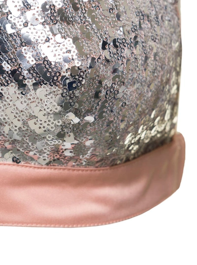 Shop Pinko Pink And Silver Triangle Bra With All-over Paillette In Stretch Polyester Woman In Metallic