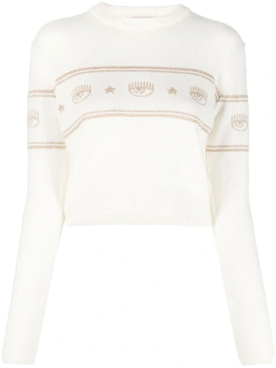 Shop Chiara Ferragni Sweater With Print In Cream
