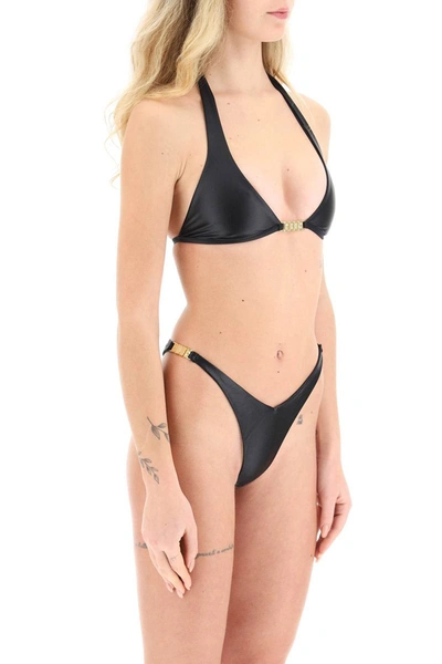 Shop Gcds Logo Triangle Satin-finish Bikini Top In Black