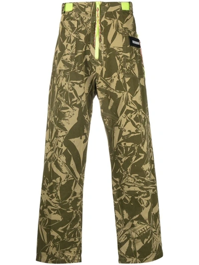Shop Aries Crinkle Camo Walking Trouser In Green