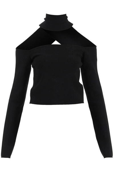 Shop Gauge81 'molins' Off-shoulder Cropped Knit Top In Black