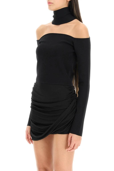 Shop Gauge81 'molins' Off-shoulder Cropped Knit Top In Black