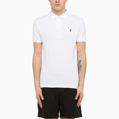 Shop Polo Ralph Lauren Piqué Slim Fit Polo Shirt In White