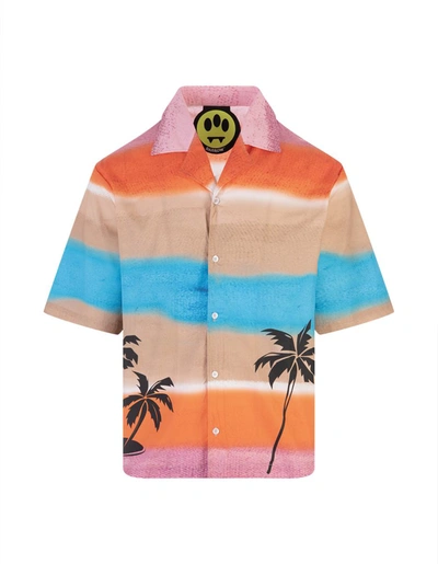 Shop Barrow Multicoloured Bowling Shirt With Logo And Palm Trees In Spotted
