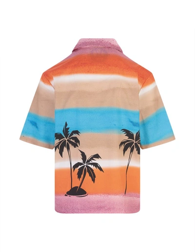 Shop Barrow Multicoloured Bowling Shirt With Logo And Palm Trees In Spotted