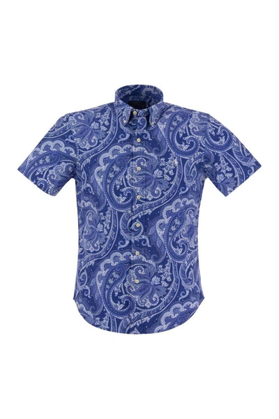Shop Polo Ralph Lauren Short-sleeved Shirt With Cashmere Pattern In Blue