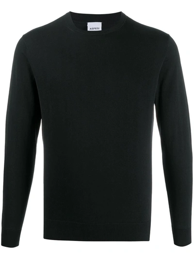 Shop Aspesi Cotton Crew-neck Sweatshirt In Black