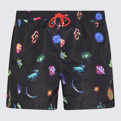 Shop Paul Smith Black Multicolour Swim Shorts