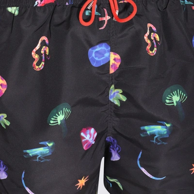 Shop Paul Smith Black Multicolour Swim Shorts
