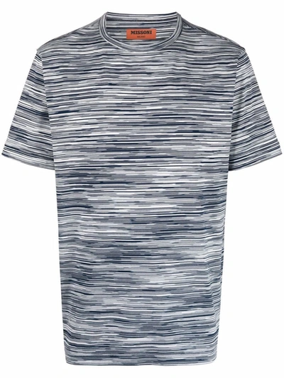 Shop Missoni Striped Cotton T-shirt In Blue