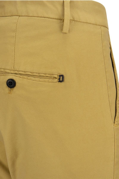 Shop Dondup Alfredo - Cotton Slim-fit Trousers In Mustard