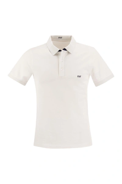 Shop Fay Stretch Polo Shirt In White