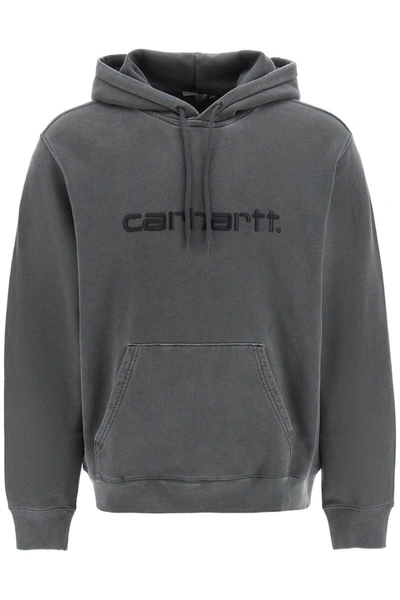 Shop Carhartt Wip Hoodie With Logo Embroidery In Grey