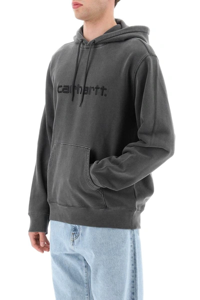 Shop Carhartt Wip Hoodie With Logo Embroidery In Grey