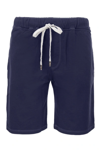Shop Fedeli Cotton Shorts With Drawstring In Blue