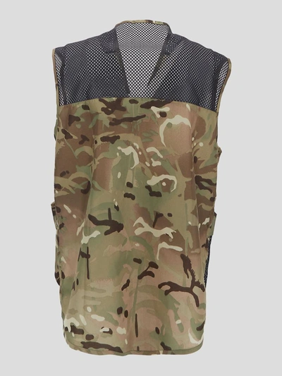 Shop Lc23 Jackets In <p> Vest In Multicolor Nylon With Military Print And Contrasting Mesh Details
