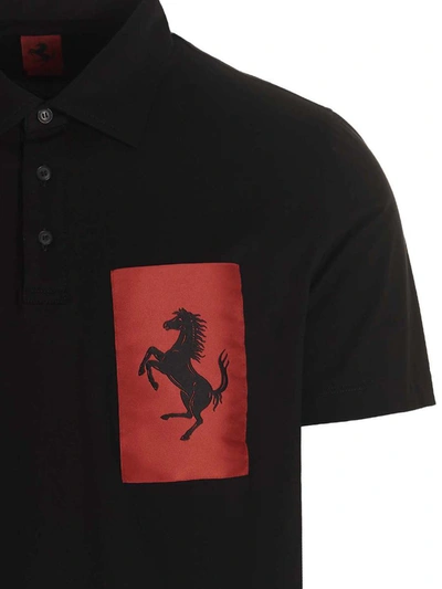 Shop Ferrari 'label Pocket' Polo Shirt In Black