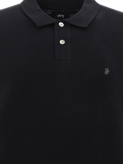 Shop Stussy Stüssy Knitted Polo Shirt In Black