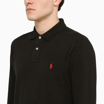 Shop Polo Ralph Lauren Long-sleeved Slim Fit Polo Shirt In Black