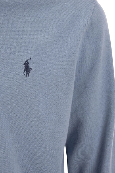 Shop Polo Ralph Lauren Crew-neck Sweater In Cotton In Light Blue