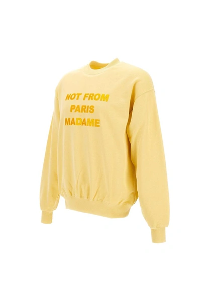 Shop Drôle De Monsieur Drole De Monsieur "le Sweat Slogan" Cotton Sweatshirt In Yellow