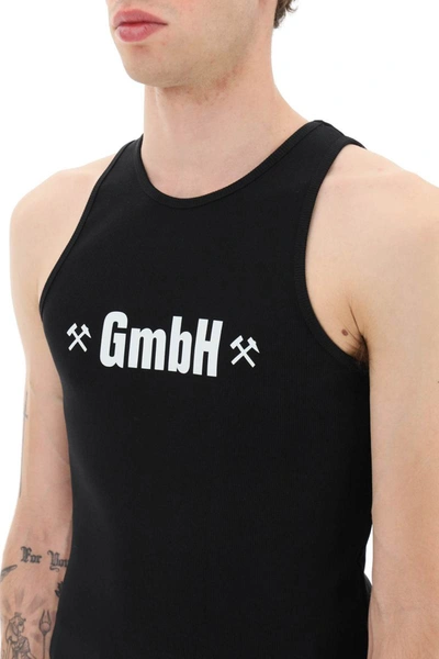 Shop Gmbh Logo Print Ribbed Tank Top In Black