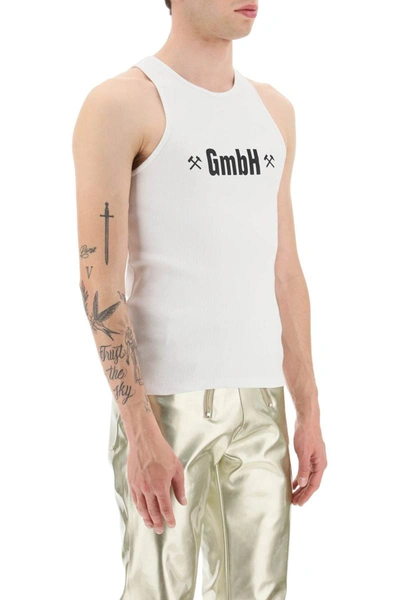 Shop Gmbh Logo Print Ribbed Tank Top In White