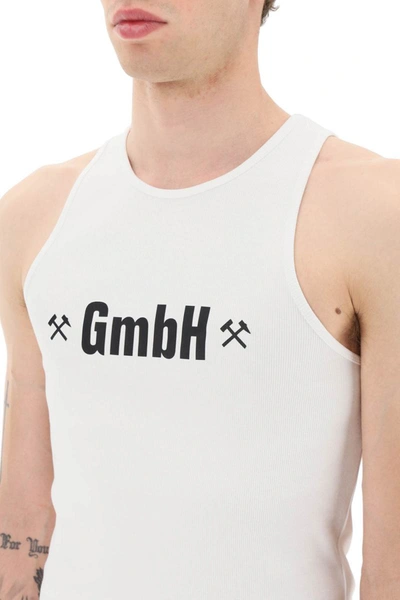 Shop Gmbh Logo Print Ribbed Tank Top In White