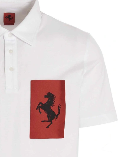 Shop Ferrari 'label Pocket' Polo Shirt In White