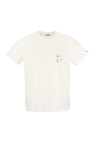 Shop Etro T-shirt With Logo And Pegasus In White