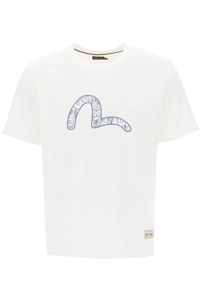 Shop Evisu Graffiti Daruma Print T-shirt In White