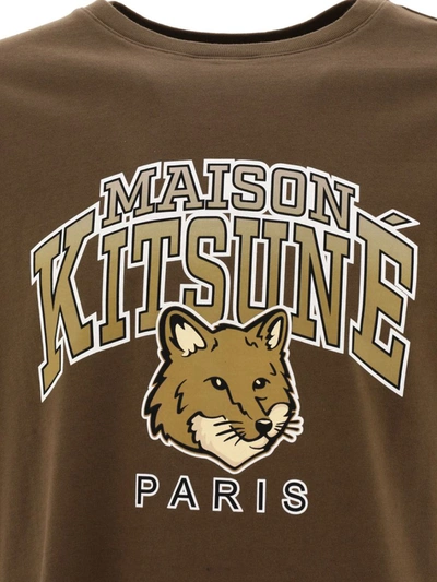 Shop Maison Kitsuné "campus Fox" T-shirt In Green