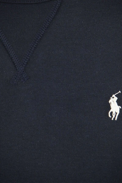 Shop Polo Ralph Lauren Double Knit Crew Neck Sweatshirt In Navy
