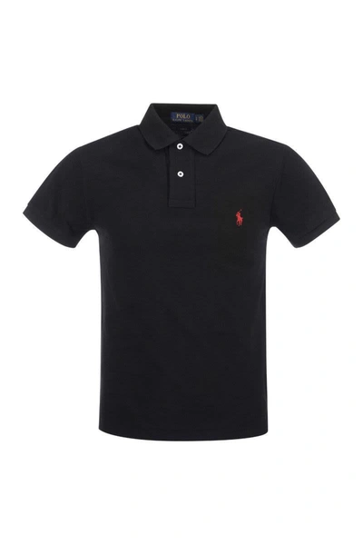 Shop Polo Ralph Lauren Slim-fit Pique Polo Shirt In Black