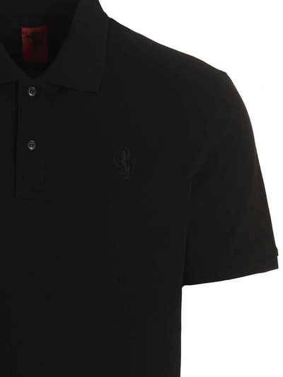 Shop Ferrari Logo Embroidery Polo Shirt In Black