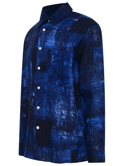 Shop Destin Blue Linen Lin Man Shirt