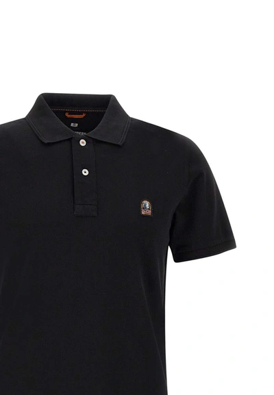Shop Parajumpers "patch" Cotton Polo Shirt In Black