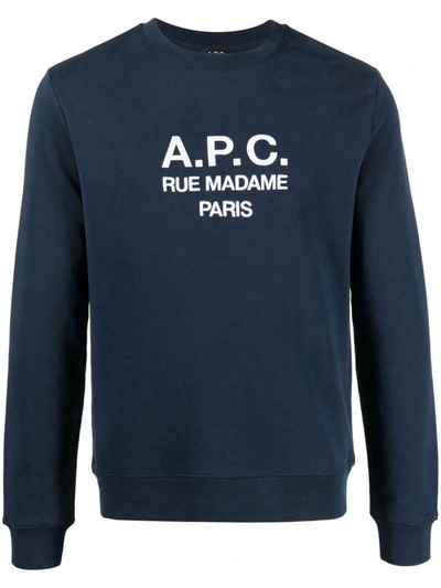 Shop Apc A.p.c. Logo Organic Cotton T-shirt In Blue
