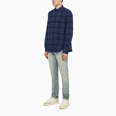 Shop Polo Ralph Lauren Check Pattern Classic Fit Shirt In Blue