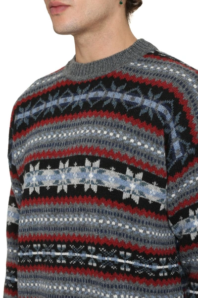 Shop Woolrich Virgin Wool Crew-neck Sweater In Multicolor