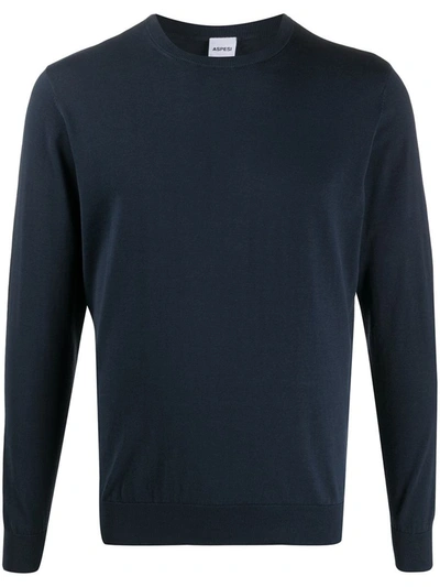 Shop Aspesi Cotton Crew-neck Sweatshirt In Blue
