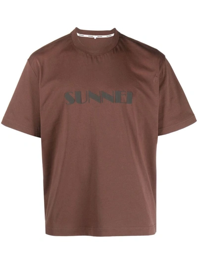 Shop Sunnei Classic Logo Sprayed T-shirt In Brown