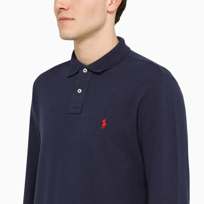 Shop Polo Ralph Lauren Long-sleeved Slim Fit Polo Shirt In Blue