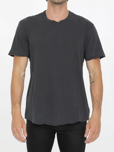 Shop James Perse Charcoal Cotton T-shirt In Black