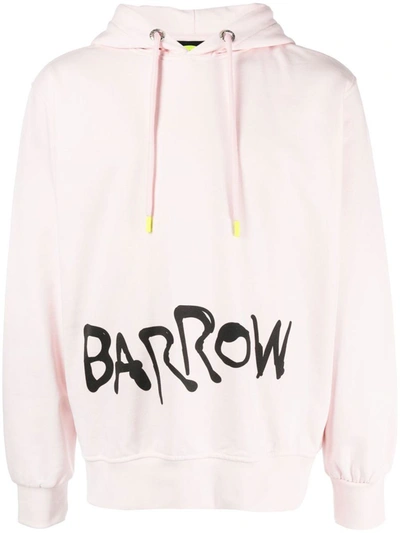 Shop Barrow Logo Cotton Hoodie In Pink