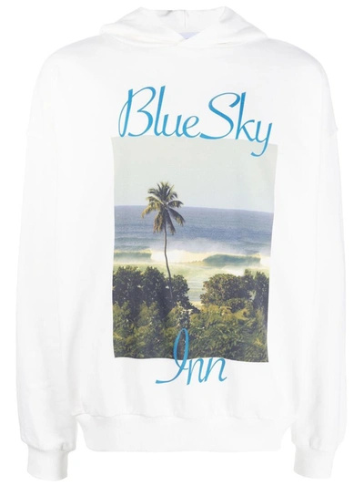 Shop Blue Sky Inn Cotton Printed Hoodie In White