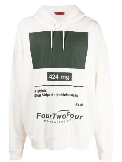 Shop 424 Oversized Cotton Hoodie In White